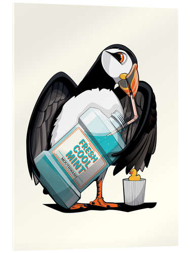 Akrylglastavla Puffin in the bathroom