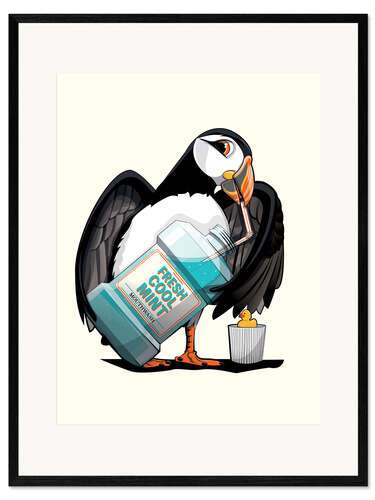 Impression artistique encadrée Puffin in the bathroom