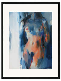 Gerahmter Kunstdruck Akt in Blau