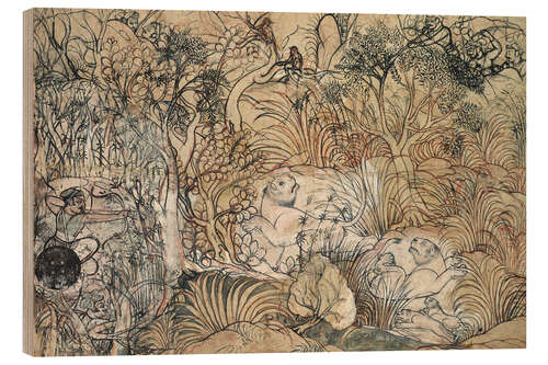 Wood print Umed Singh of Kota Hunting Lions