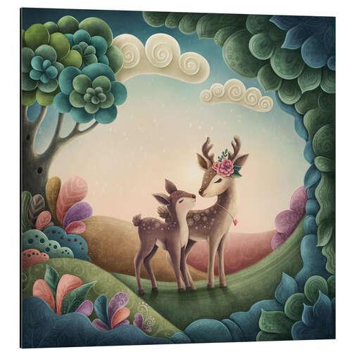 Aluminium print Mother and baby deer