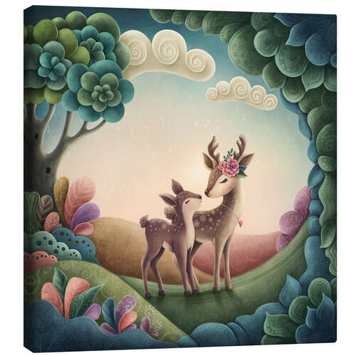 Quadro em tela Mother and baby deer