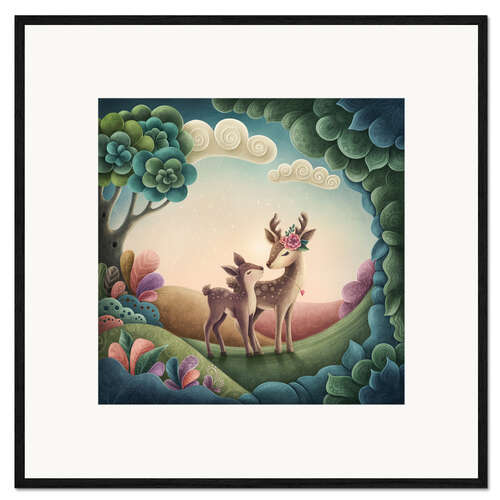 Framed art print Mother and baby deer
