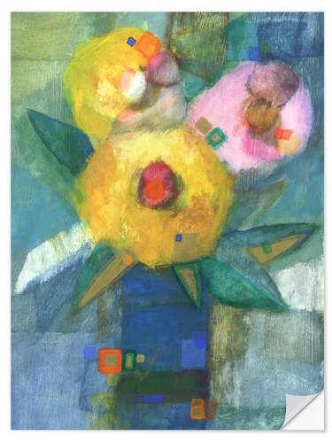Muursticker Blue vase