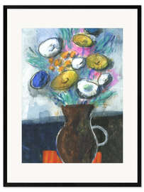 Gerahmter Kunstdruck Krug mit Blumen