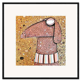 Framed art print Adele Bloch-Bauer's angry dog Teetje on gold
