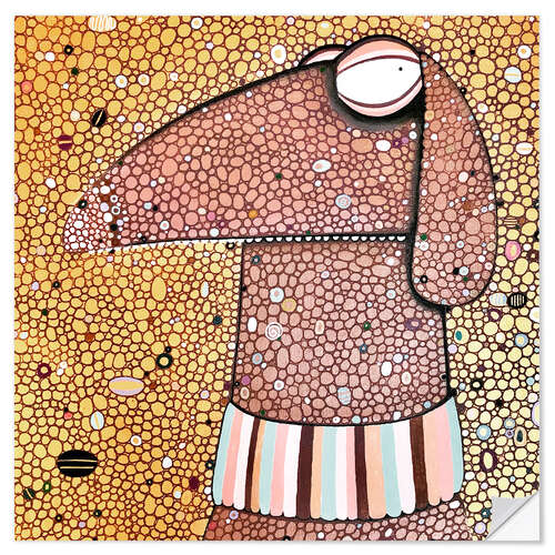 Wandsticker Adele Bloch-Bauers wütender Hund Teetje auf Gold