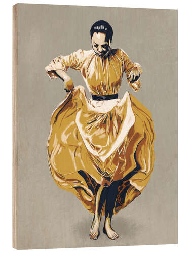 Wood print Golden dress