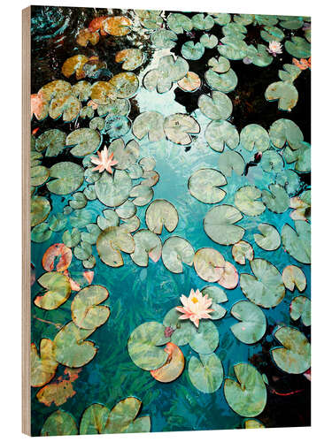 Hout print Waterlilies