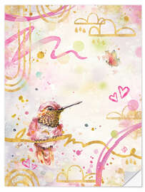 Selvklebende plakat Fluffy Hummingbird