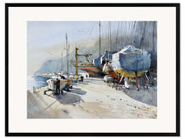 Ingelijste kunstdruk Yacht in the morning