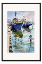 Gerahmter Kunstdruck Schiff im Hafen