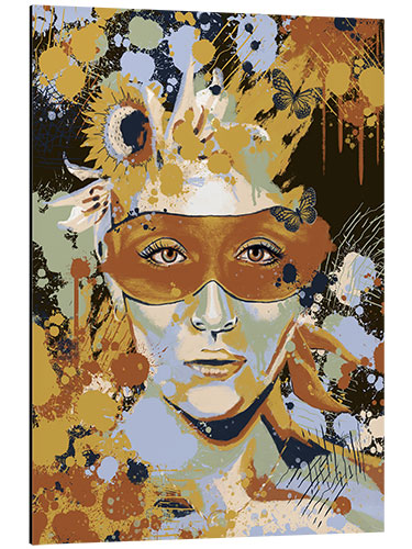 Aluminium print Woman in ochre colours