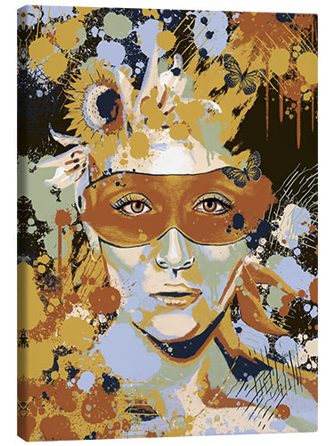 Canvas print Woman in ochre colours