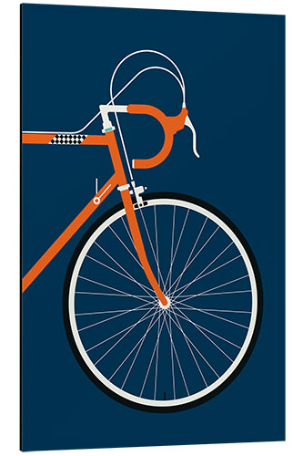 Aluminium print Orange racing bike - front