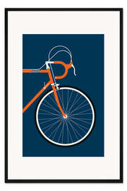 Gerahmter Kunstdruck Orangenes Rennrad - vorne