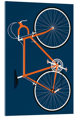 Tableau en verre acrylique Orange racing bike