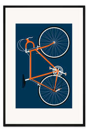 Gerahmter Kunstdruck Orangenes Rennrad