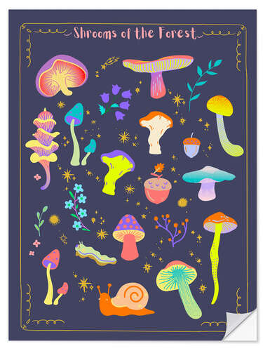 Muursticker Shrooms of the Night