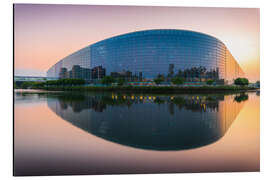 Magnettafel Moderne Gebäudereflexionen auf ruhigem Wasser