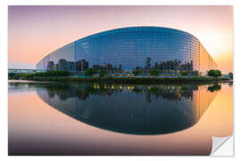 Wall sticker Modern building reflections on calm water