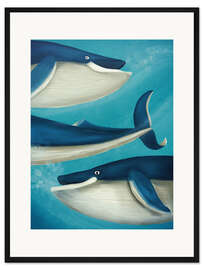 Gerahmter Kunstdruck Glückliche Wale