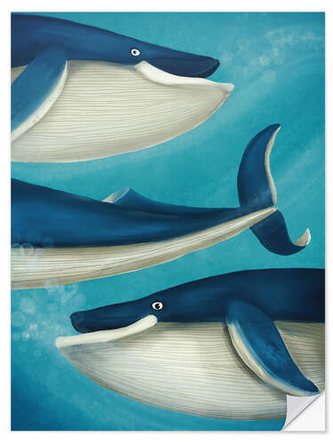 Selvklebende plakat Happy Whales