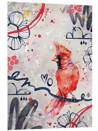 Foam board print Dashing red Cardinal