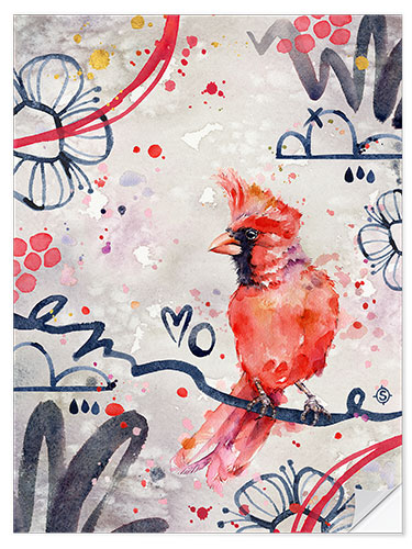 Sticker mural Dashing red Cardinal