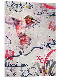 Foam board print Dramatic red Hummingbird