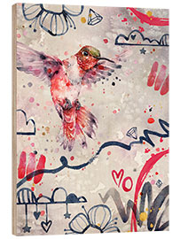 Tableau en bois Dramatic red Hummingbird