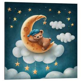 Quadro em plexi-alumínio Little bear sleeping on the moon