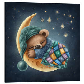 Gallery print Cute bear sleeping on the moon