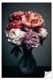 Selvklebende plakat Peony bouquet