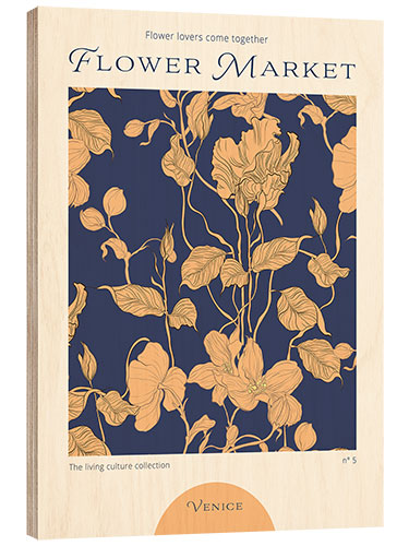 Wood print Flower Market Venice