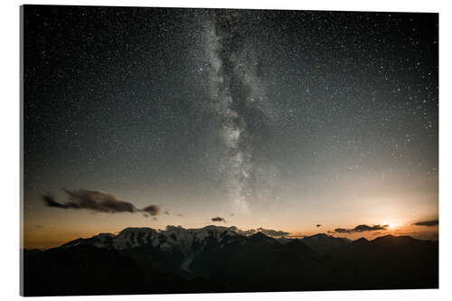 Akrylbillede Bernina mountain range at night, Pontresina, Engadine, Switzerland