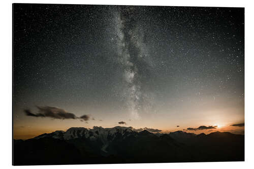 Aluminium print Bernina mountain range at night, Pontresina, Engadine, Switzerland