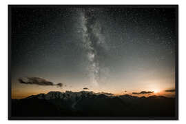 Gerahmter Kunstdruck Bernina Bergkette bei Nacht, Pontresina, Engadin, Schweiz