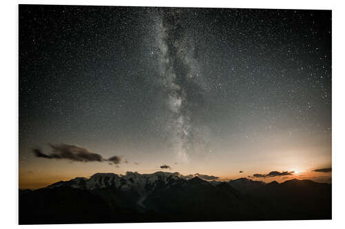 Foam board print Bernina mountain range at night, Pontresina, Engadine, Switzerland