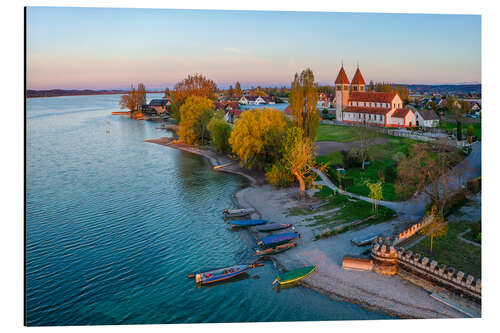 Alubild Insel Reichenau am Bodensee bei Sonnenuntergang