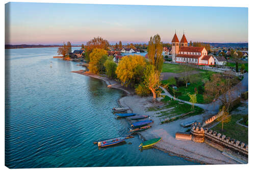Canvas-taulu Reichenau Island on Lake Constance at sunset