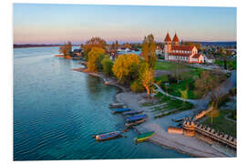 Foam board print Reichenau Island on Lake Constance at sunset