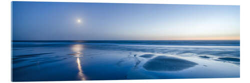 Acrylic print Full moon over the Wadden Sea on the North Sea coast