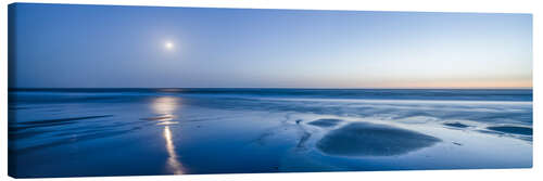 Canvas print Full moon over the Wadden Sea on the North Sea coast