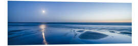 Foam board print Full moon over the Wadden Sea on the North Sea coast