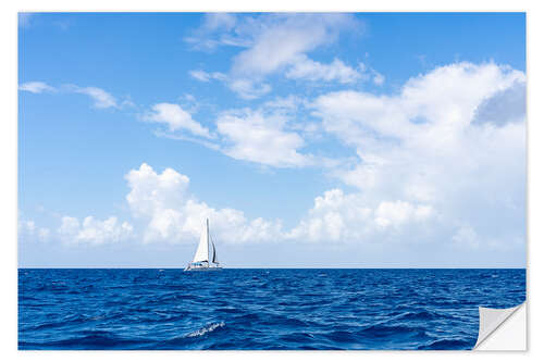 Selvklæbende plakat Sailboat in the South Pacific