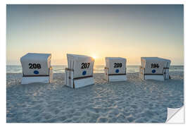 Selvklebende plakat Beach chairs on the North Sea beach on Sylt