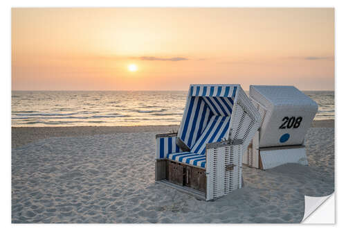 Sticker mural Sunset at the North Sea beach on Sylt