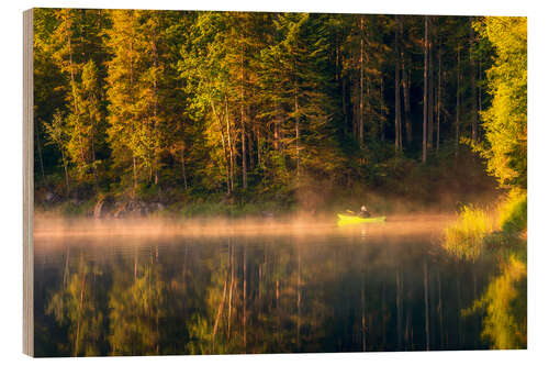 Holzbild Ein ruhiger Morgen am See