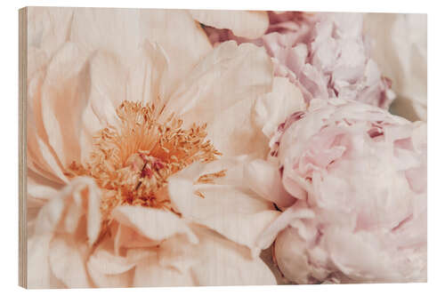 Wood print Peonies